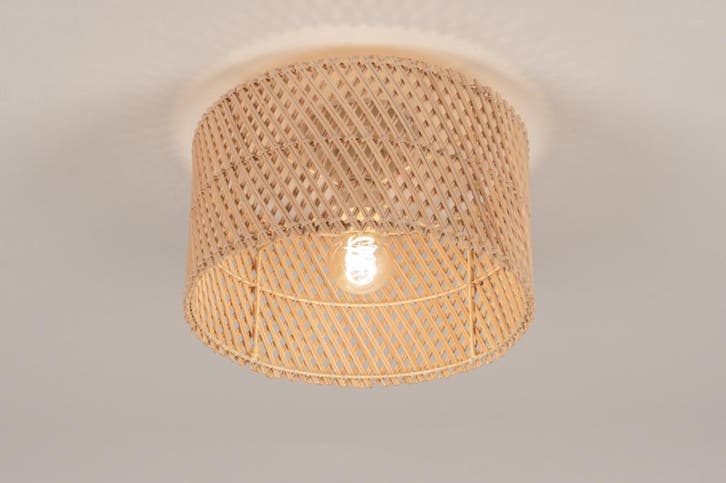 Rietveld Plafondlampen - Beige, Naturel - Rotan, Huis en Inrichting, Lampen | Plafondlampen, Verzenden