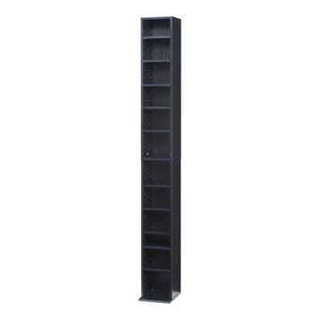 CD DVD kast Tynset vakkenkast met 12 vakken 175x20x20 cm zwa, Verzenden, Nieuw