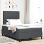 vidaXL LED Box Spring Bed Donkergrijs en Wit 120 x 190 cm, Verzenden, Nieuw, Grijs
