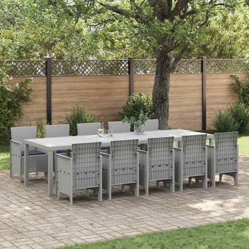 vidaXL Tuin Eetset 11 st Lichtgrijs en Antraciet, Verzenden, Nieuw, Meer dan 8 zitplaatsen