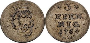 3 Pfennig 1764, Schwarzburg-sondershausen Christian Guent..., Verzenden