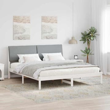 vidaXL Bedframe Wit en lichtgrijs 180 x 200 cm Massief, Verzenden, Wit, Hout, Nieuw