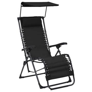 vidaXL Terrasstoel inklapbaar textileen zwart, Tuin en Terras, Ligbedden, Verzenden, Nieuw