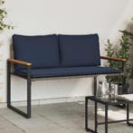 vidaXL Bank met kussen Grijs en Marineblauw 115 x 65 x 72 cm, Tuin en Terras, Tuinbanken, Verzenden, Nieuw