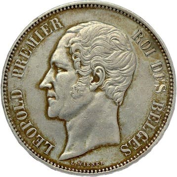 België. Leopold I. 5 Francs 1850 - position A - variety with, Postzegels en Munten, Munten | Nederland