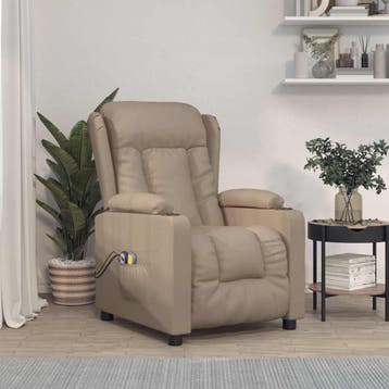 vidaXL Massagestoel elektrisch kunstleer cappuccinokleurig, Sport en Fitness, Massageproducten, Verzenden, Nieuw