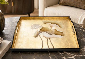 Decoratief dienblad - Monumentaal dienblad met bladgoudlak –