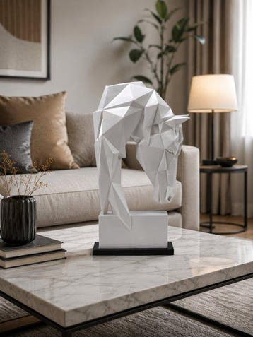 Decoratief ornament - Modern Geometric White Horse Head