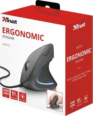 Ergonomische Muis - Bedraad - Zwart Trust Verto, Verzenden, Nieuw