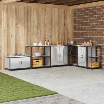 vidaXL Keukenplankeenheid HATTEM Zilverkleurig 90 x 50 x 92, Verzenden, Nieuw, Zilver