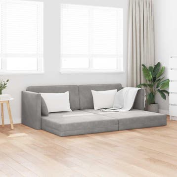 vidaXL Vloerslaapbank Lichtgrijs 213 x 70 x 77 cm Fluweel, Verzenden, Nieuw, Stof, Minder dan 150 cm