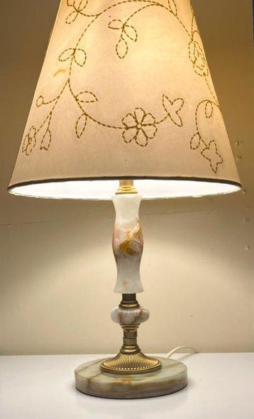 Lamp - Onyx, Messing - Vintage Albast / Onyx