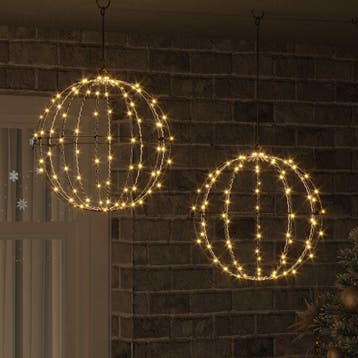 vidaXL Bal 2 st Warmwit 40 x 40 x 42 cm Metaal 192 LEDs, Diversen, Verzenden, Nieuw