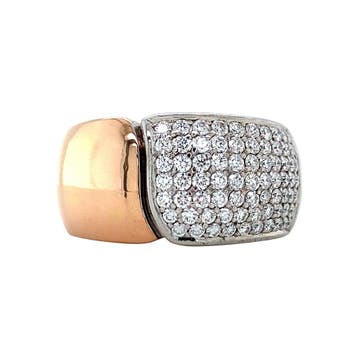 Bicolour gouden ring met diamant van Le Chic 14 karaat, Sieraden, Tassen en Uiterlijk, Verzenden, Zo goed als nieuw, Goud