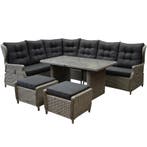 Ibiza hoek dining loungeset 7-delig verstelbaar grijs, Tuin en Terras, Tuinsets en Loungesets, Ophalen of Verzenden, Nieuw, Wicker