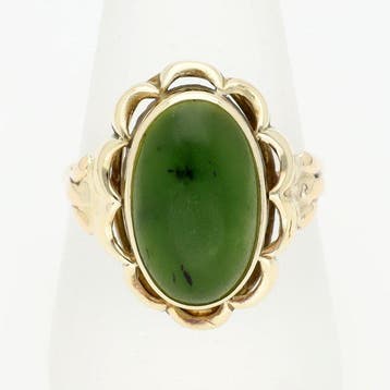 Ring - 14 karaat Geel goud - Nefriet, Nieuw