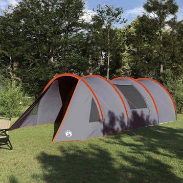 vidaXL Tunnel Tent 4-Person 4-persoons Grijs en Oranje, Verzenden, Nieuw, Tot en met 2