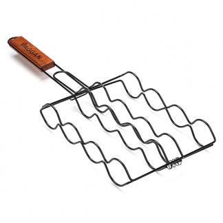 BBQ grillrooster | Vaggan (Houten handvat, Zwart), Tuin en Terras, Barbecue-accessoires, Nieuw, Verzenden
