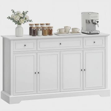 HOMCOM Buffetkast Woonkamer - Wit, 3 Lades, 4 Deuren met Sof, Huis en Inrichting, Verzenden, Nieuw