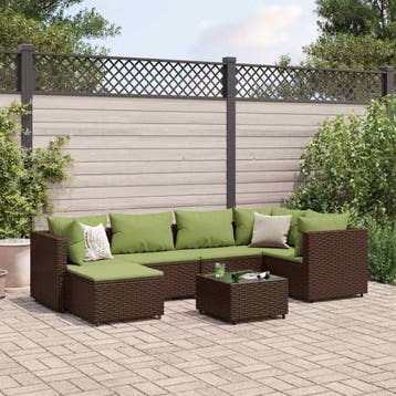 vidaXL 7-delige Loungeset met kussens poly rattan bruin, Verzenden, Nieuw, Loungeset