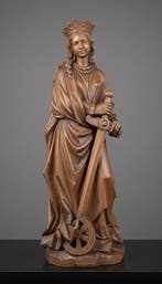 Beeld, Santa Caterina d’Alessandria - 75 cm - Hout, Antiek en Kunst