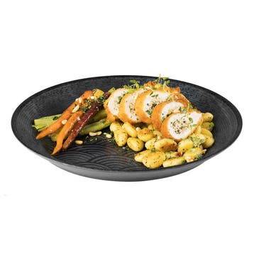 GGM Gastro | (6 stuks) Schaal - DARK WAVE - Melamine - rond, Verzenden
