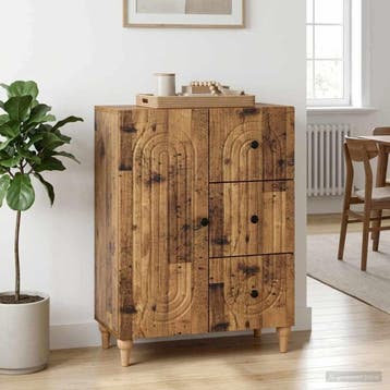 vidaXL Dressoir met lade Oud hout 66 x 34,5 x 90 cm Bewerkt, Verzenden, Nieuw, Overige houtsoorten, Minder dan 50 cm