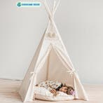 Boho tipi tent met pompoms in ecru – knusse speeltent voo., Ophalen of Verzenden, Nieuw