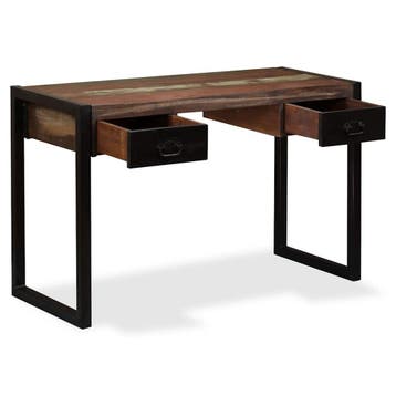 vidaXL Bureau met 2 lades 120x50x76 cm massief gerecycled, Huis en Inrichting, Verzenden, Nieuw