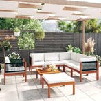 vidaXL 8-delige tuinloungeset met kussens crèmekleurig, Verzenden, Nieuw, Hardhout, Loungeset