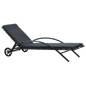 Ligbed Antraciet | Poly Rattan | Retourdeal 35% Korting, Tuin en Terras, Ligbedden, Ophalen of Verzenden, Zo goed als nieuw, Wicker