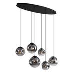 Art deco hanglamp zwart met ovale plafondplaat en smoke, Huis en Inrichting, Lampen | Hanglampen, Verzenden, Nieuw, Glas, Art Deco