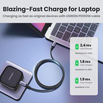 UGREEN 100W USB-C naar USB-C Kabel met E-Marker Chip - PD Fa, Verzenden, Nieuw