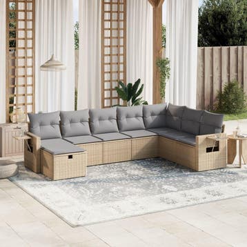 vidaXL 8-delige Loungeset met kussens poly rattan gemengd, Verzenden, Nieuw, 8 zitplaatsen, Loungeset