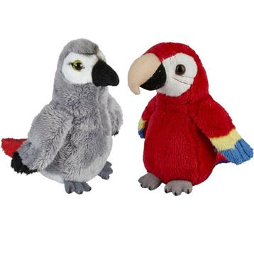 Papegaaien knuffels - pluche - set van 2 - 15 cm, Verzenden, Nieuw