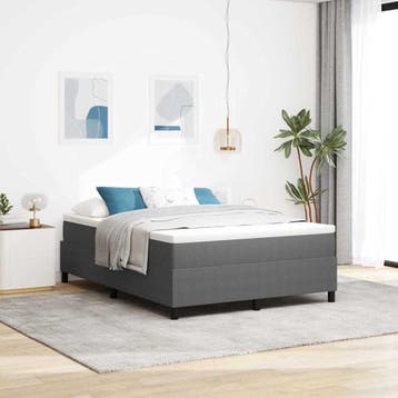 vidaXL Boxspringbed Lichtgrijs en wit. 160 x 200 cm Katoen, Verzenden, Nieuw