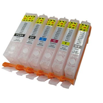 Geschikt Canon Pgi-570 & Cli-571 XL + GRIJS serie Navulbare, Nieuw, Cartridge, Inktmedia