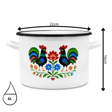 Emaille Kookpan 6 Liter – Geëmailleerde Pan 22 cm – Grote, Ophalen of Verzenden, Nieuw