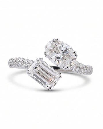 Zonder minimumprijs - Statement ring - 14 karaat Witgoud -