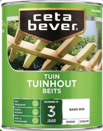 Ceta Bever Tuinhout Beits ZIJDEGLANS- RAL 9010 - 10 liter, Overige kleuren, Nieuw, Beits, Ophalen of Verzenden