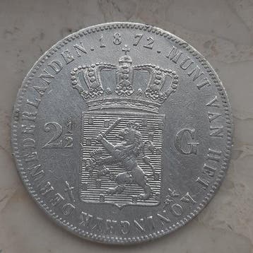 Nederland. Willem III. 2 1/2 Gulden 1872 (Zonder