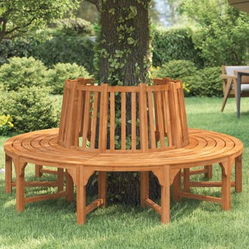vidaXL Boombank rond Ø208 cm massief eucalyptushout, Tuin en Terras, Tuinbanken, Verzenden, Nieuw, Hout