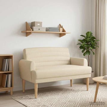 vidaXL Loungebank met knopencomfort Crèmekleurig 116 x 67 x, Verzenden, Nieuw, Stof, Minder dan 150 cm