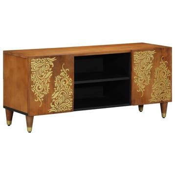 vidaXL TV-kast Honingbruin 105 x 33 x 46 cm Massief Mango, Huis en Inrichting, Verzenden, Nieuw