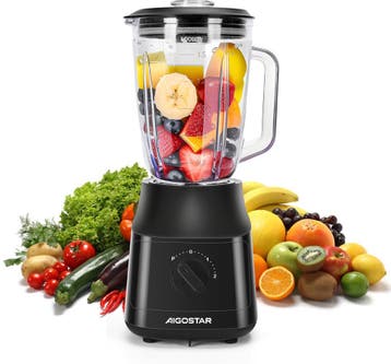 Blender - Smoothie Maker - Glazen kan - 1,5L - 800W - Zwart, Witgoed en Apparatuur, Blenders, Verzenden, Zo goed als nieuw