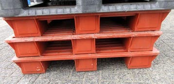 Kunststof Pallet, B119 x D98 x H14cm, oranje, Gebruikt