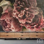 Vintage Pioenrozen behang, bloemenbehang, Muurdeco4kids, Huis en Inrichting, Stoffering | Behang, Verzenden, Groen, Bloemen behang, Pioenrozen,
