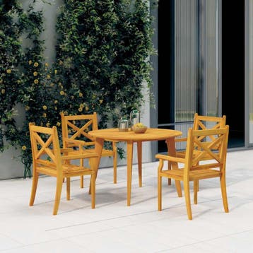 vidaXL 5-delige Tuinset massief acaciahout, Tuin en Terras, 4 zitplaatsen, Nieuw, Tuinset, Verzenden