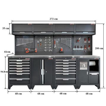 Gereedschapskasten set wandlengte 272 cm. metaal omkleed, Ophalen of Verzenden, Nieuw
