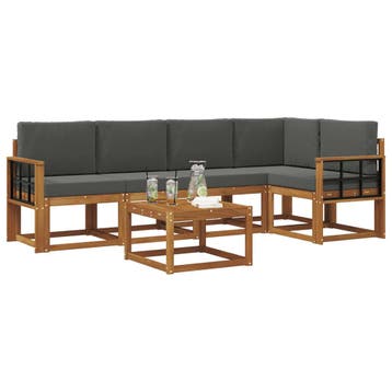 vidaXL Buiten bankenset met kussen 6 pcs Natuurlijk en, Verzenden, Nieuw